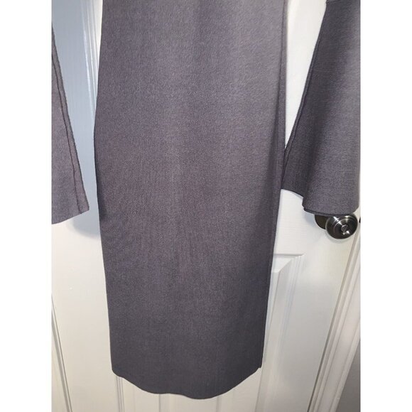 SEED Heritage Gray Bodycone Ribbed Long Bell Sleeve Midi Stretch Dress Sz Small - Picture 8 of 12